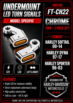 Under Perch Turn Signals Softail 00-14 Dyna 97-17 Sportster 96-03